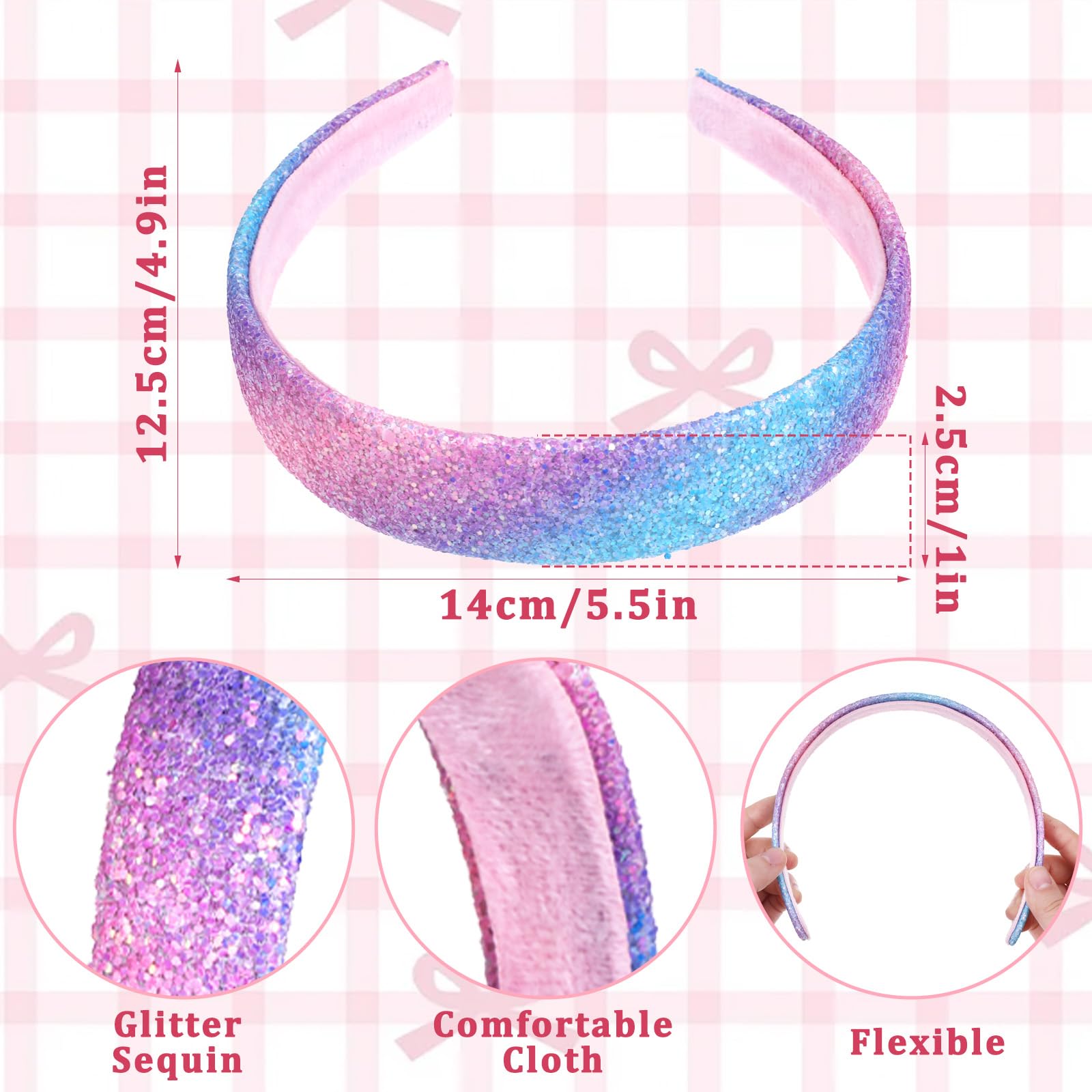 2 Cerchietti Per Capelli Con Stass Scintillanti - Fasce Elastiche Fodera In Tessuto, Colori Arcobaleno E Argento, Accessori Moda Donna - 3