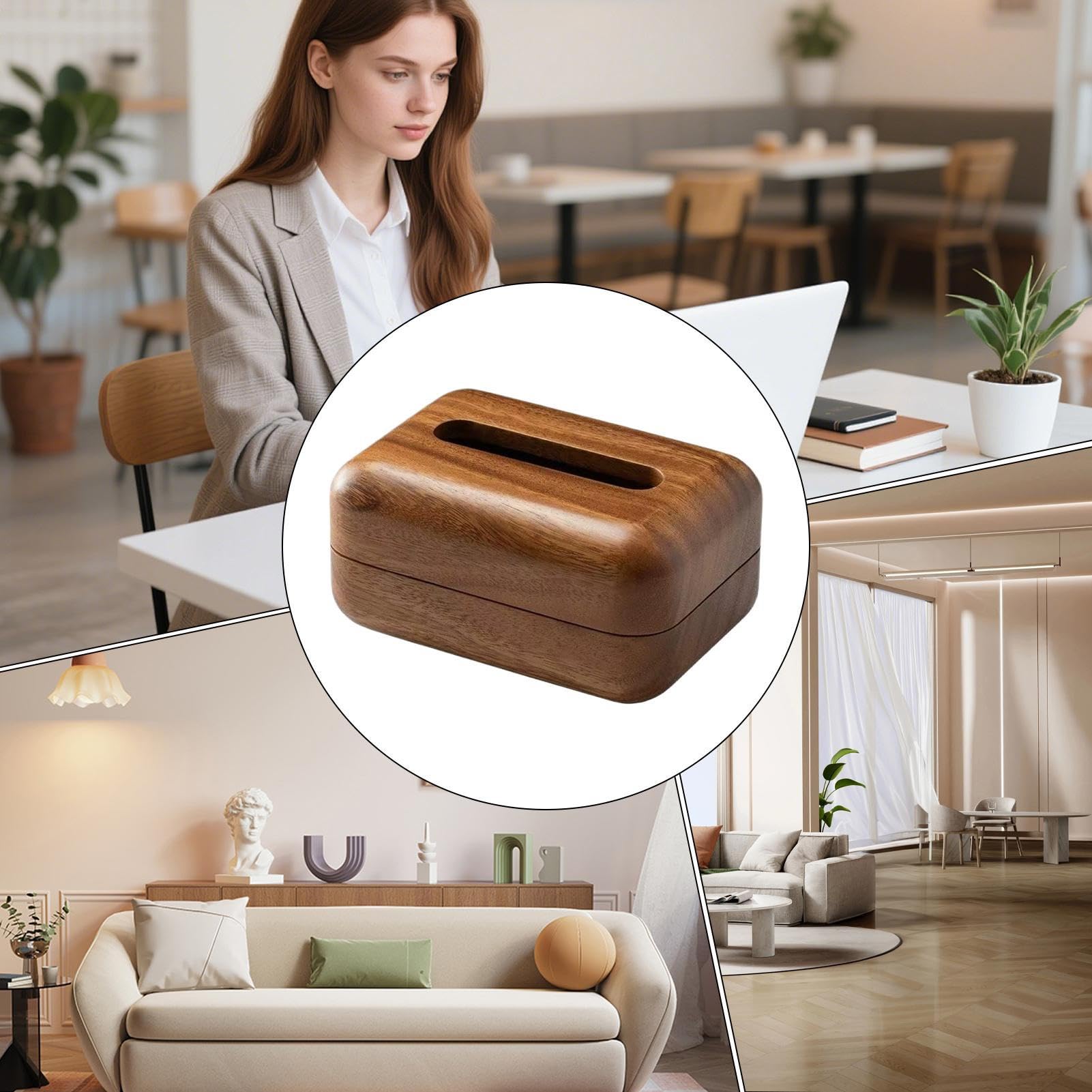 Portafazzoletti di Legno Organizzatore Da Tavolo Moderno In Legno Massello
