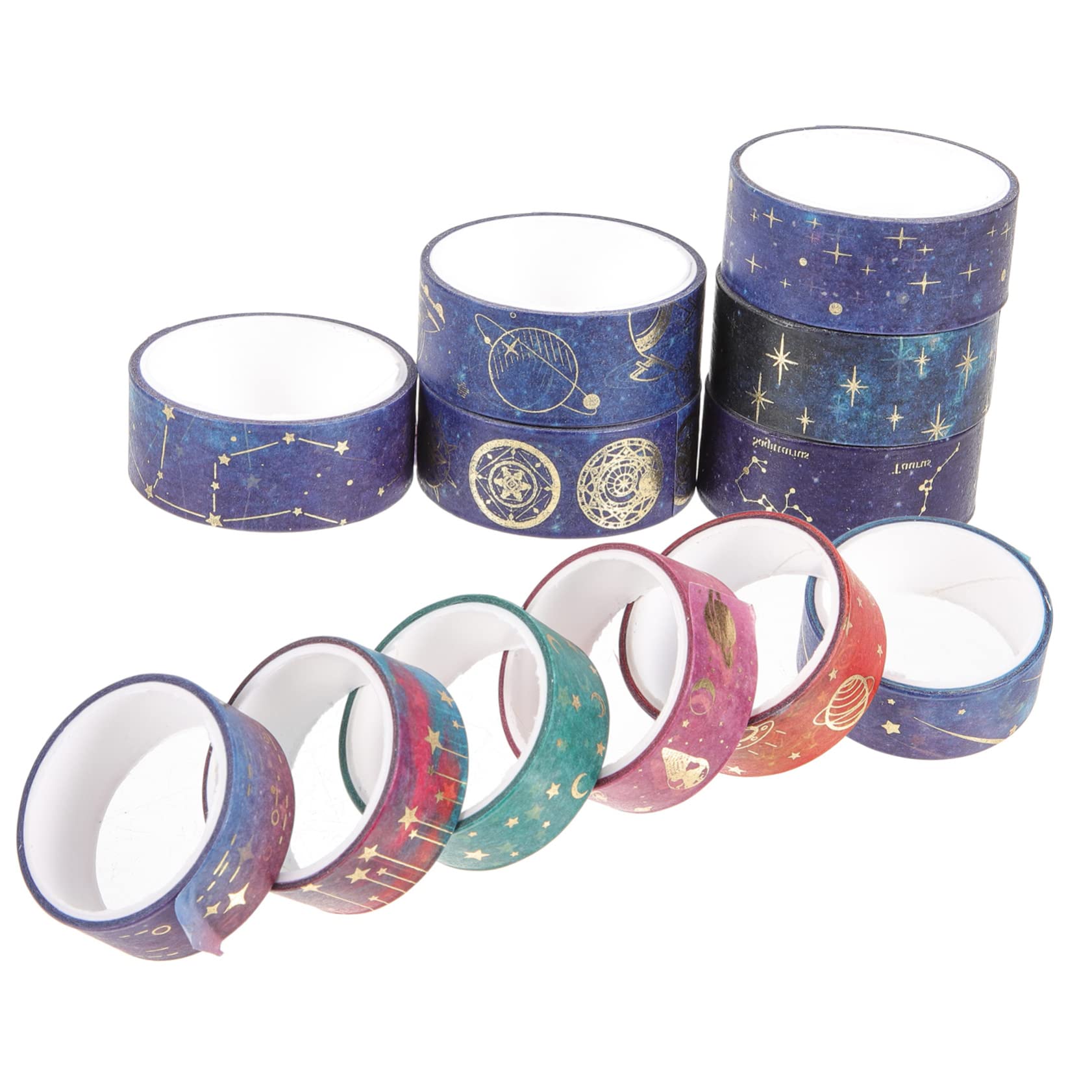 EXCEART 48rollos Cinta Washi Decorativa Estrella Dorada De Adhesiva Para Scrapbooking Diarios y Manualidades Diseño y Creativo Para Proyectos