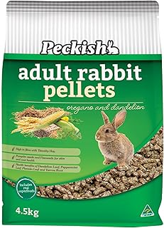 Peckish Adult Rabbit Pellets, Oregano & Dandelion 4.5 kg - Nutritionally Balanced Feed, Natural Fibre Blend, Supports Dige...
