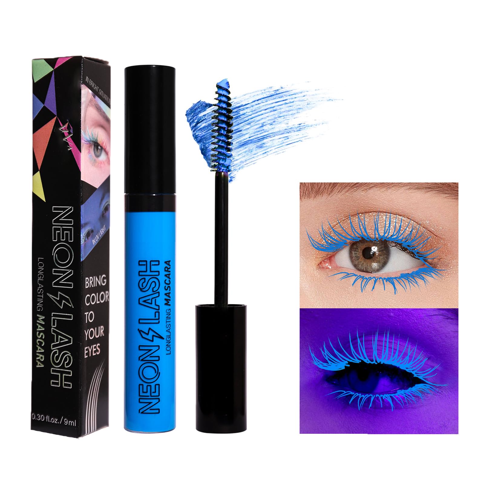 Máscara Pestañas Colores HOUSN Rímel Resistente Al Agua, Colour Mascara, Rímel de 6 Colores, Impermeable Larga Duración, Hace Encantador Maquillaje de Ojos, Regalo para Mujeres y Niñas #05 Azul