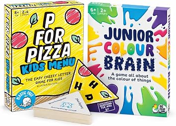 Big Potato Kids Family Game Bundle | P for Pizza Kids Menu + Junior Colourbrain | Fast-Paced Card & Colour Quiz Games for 2+ Players, Ages 6+