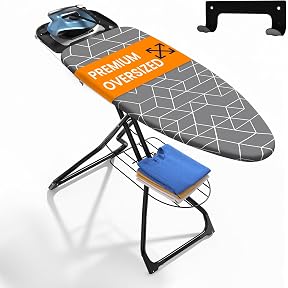 Dazzl 360° Dual-Sided Iron Board - Torso-Shaped Ironing Board Full Size with 8-Level Adjustable Height, Rotatable & Detachable Iron Holder, Garment Clips - HDPE Heat-Resistant Surface
