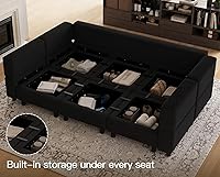 Vista 3 de Belffin Sofá Seccional Modular de Terciopelo con Chaise Lounge Sofá Cama Seccional con Chaise de Almacenamiento Sofás Cama Sofá para Sala de Estar