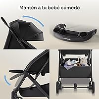 Vista 8 de Mompush Lithe V2 - Cochecito de viaje ligero, compacto y plegable con bolsa de viaje, cochecito plegable con una sola mano, bandeja para aperitivos