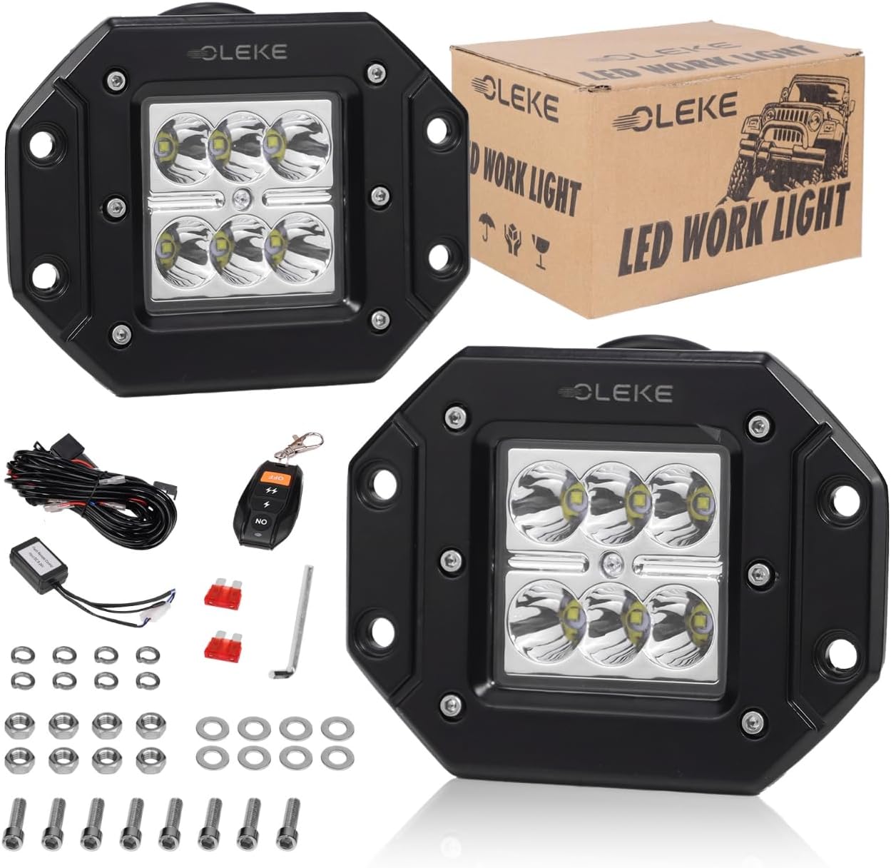 Embedded LED Work Lights and Floodlight Combination, Fog lights, Driving Lights, and Reversing Lights, Suitable for Pickup Trucks, Off-road Vehicles, Golf Carts, Trucks, and Boats