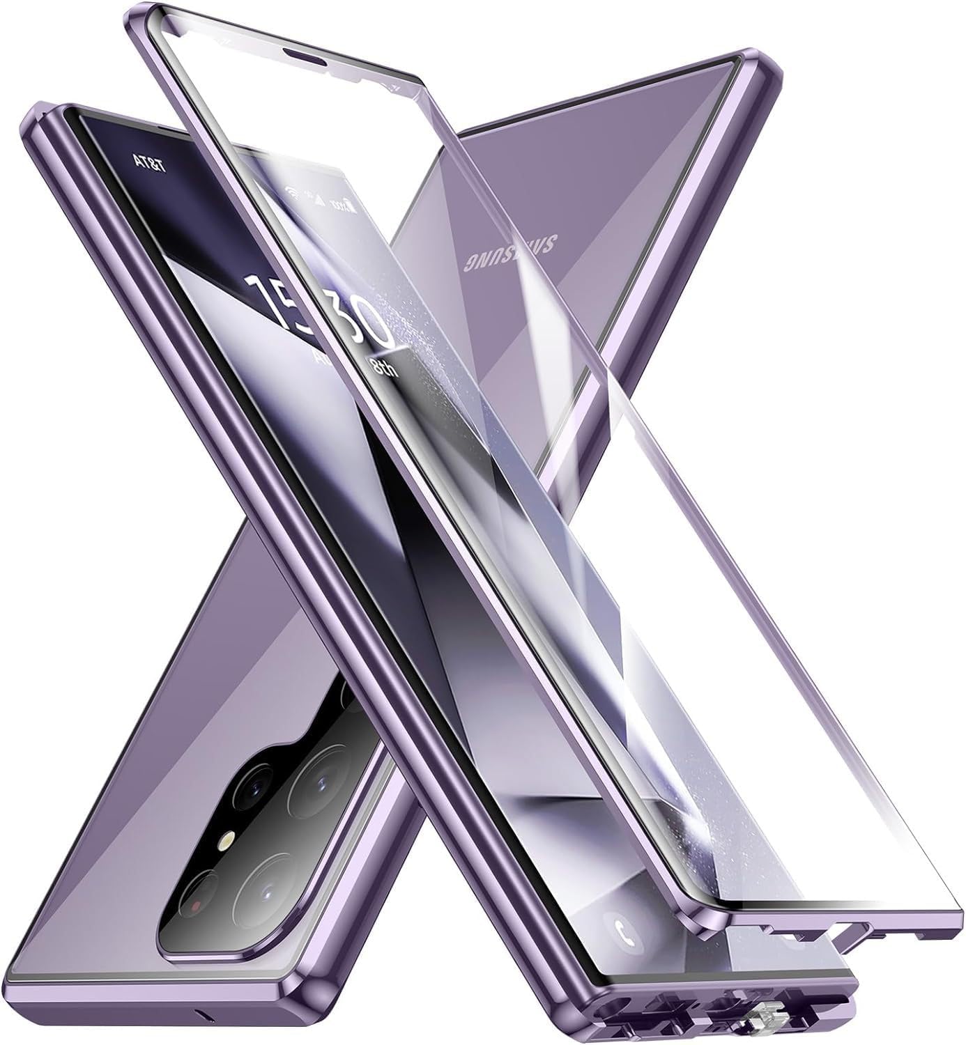 Samusng Galaxy S24 Case Privacy 360 Degrees Protective Cover Magnetic Screen and Camera Lens Protector Double Sides Anti-Peep Case – Purple