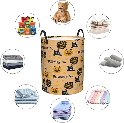 Miniatura 6 de Cesta de lavandería de Halloween, canasta grande plegable con asas, cesta de almacenamiento redonda de fácil transporte, canasta de ropa sucia,