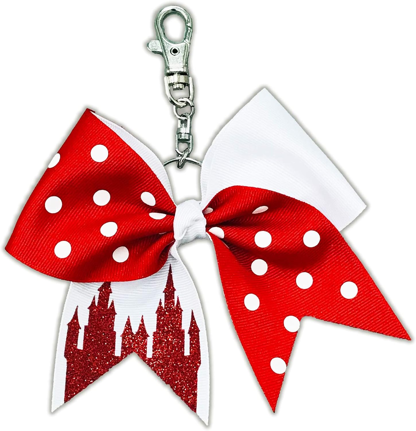 Castle and Polka Dot Orlando Themed Key Chain Bow - Cheer Accessory : Clothing, Shoes & Jewelry