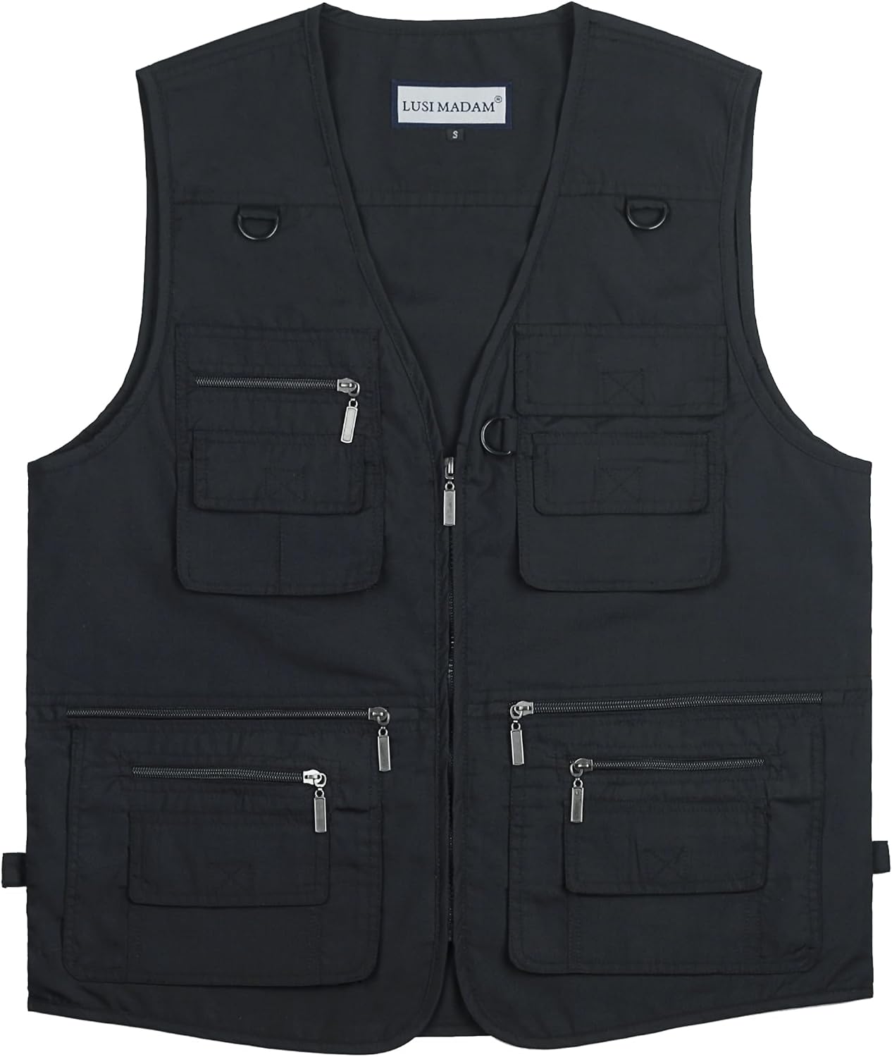 Men's Stone Washed Denim Multi-pocketed Fishing Work Outerwear Vest