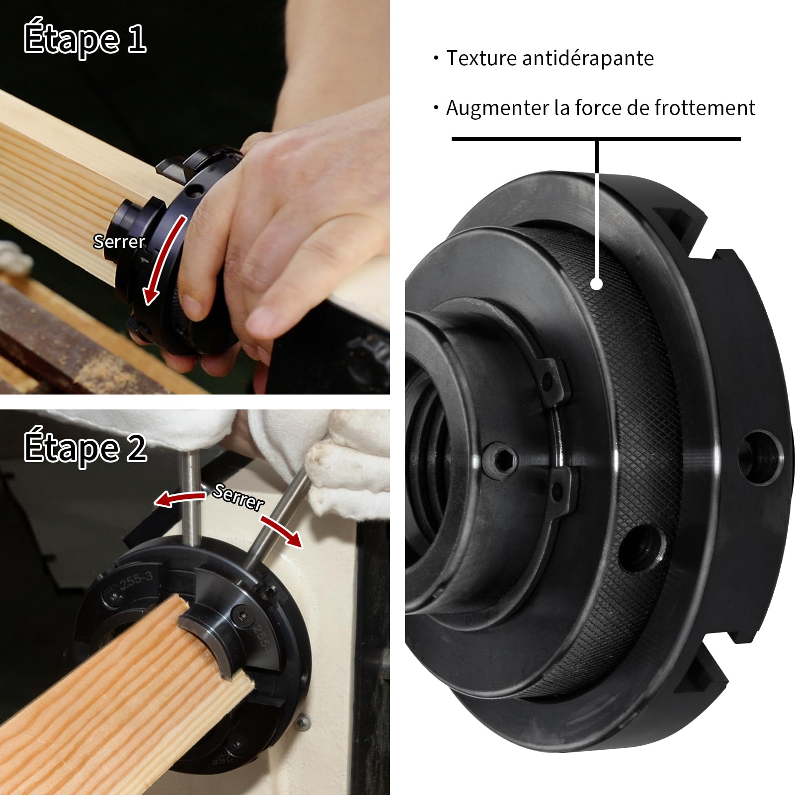 Mandrin de tour à bois,100mm 4 Mâchoires mandrin de tour centrage automatique M33x3.5 Avec adaptateur M18x2.5