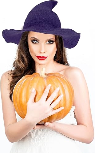 Miniatura 6 de 3 piezas de sombrero de bruja de Halloween, sombrero de bruja de lana cinitada, sombreros de mago para adultos para Halloween, accesorio de disfraz