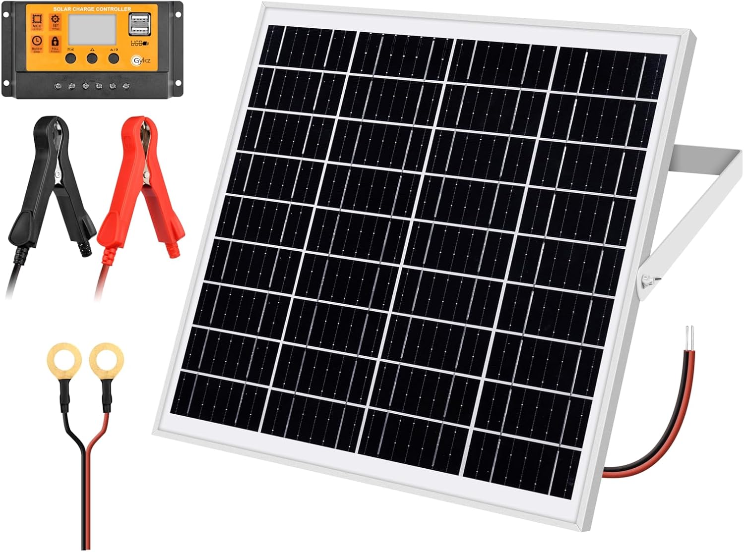 25W 18V Solar Battery Charger, Waterproof Solar Panel Trickle Charger, Flexible Solar Panel Maintainer with Energy Saving Controller for Car RV Trailer Marine Boat Motorcycle Truck Tractor Automotive