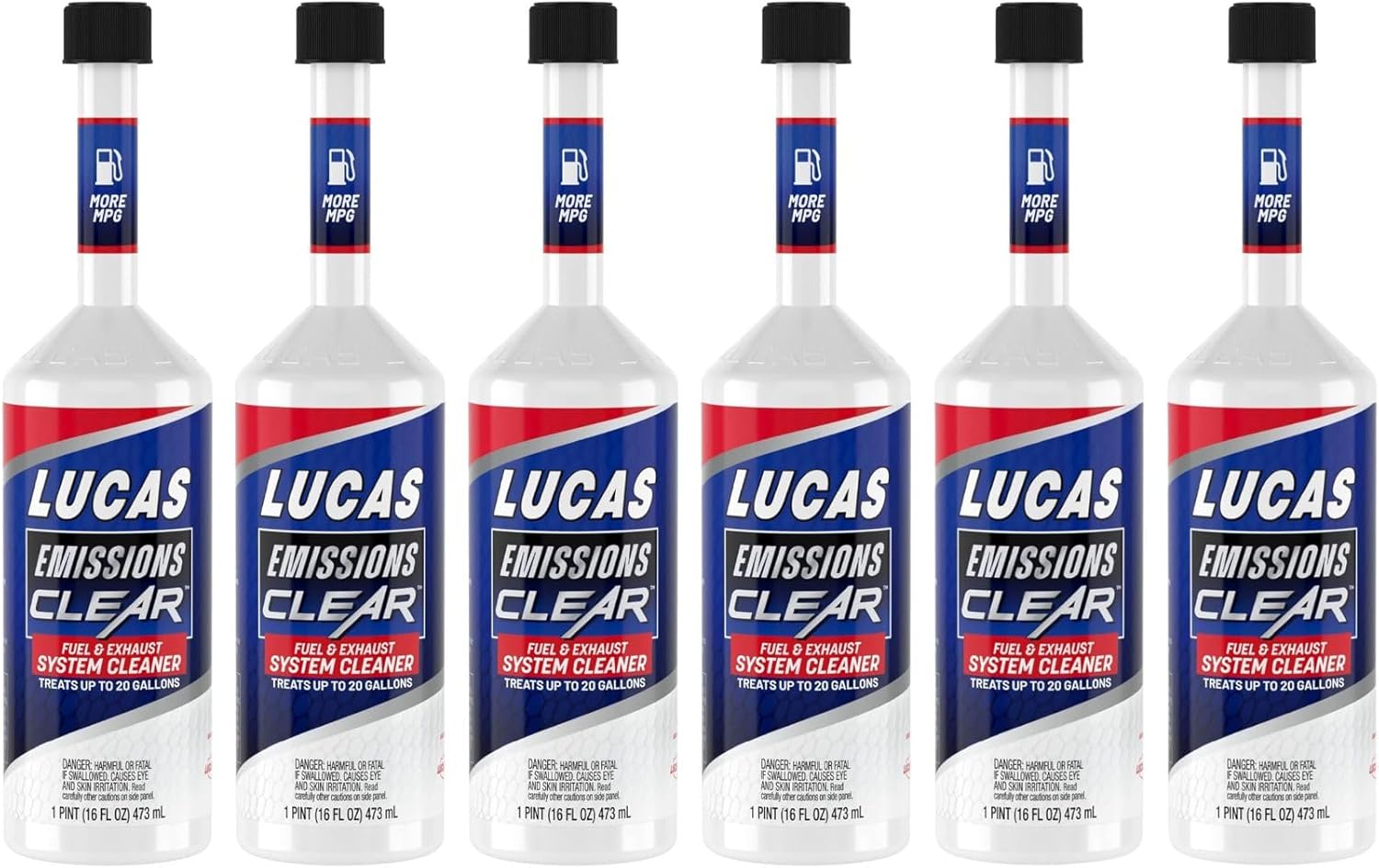 Lucas-Oil Emissions Clear 16 Ounce Engine Oil Additive for Emission System Support and Engine Maintenance - 6 Pack | 10715