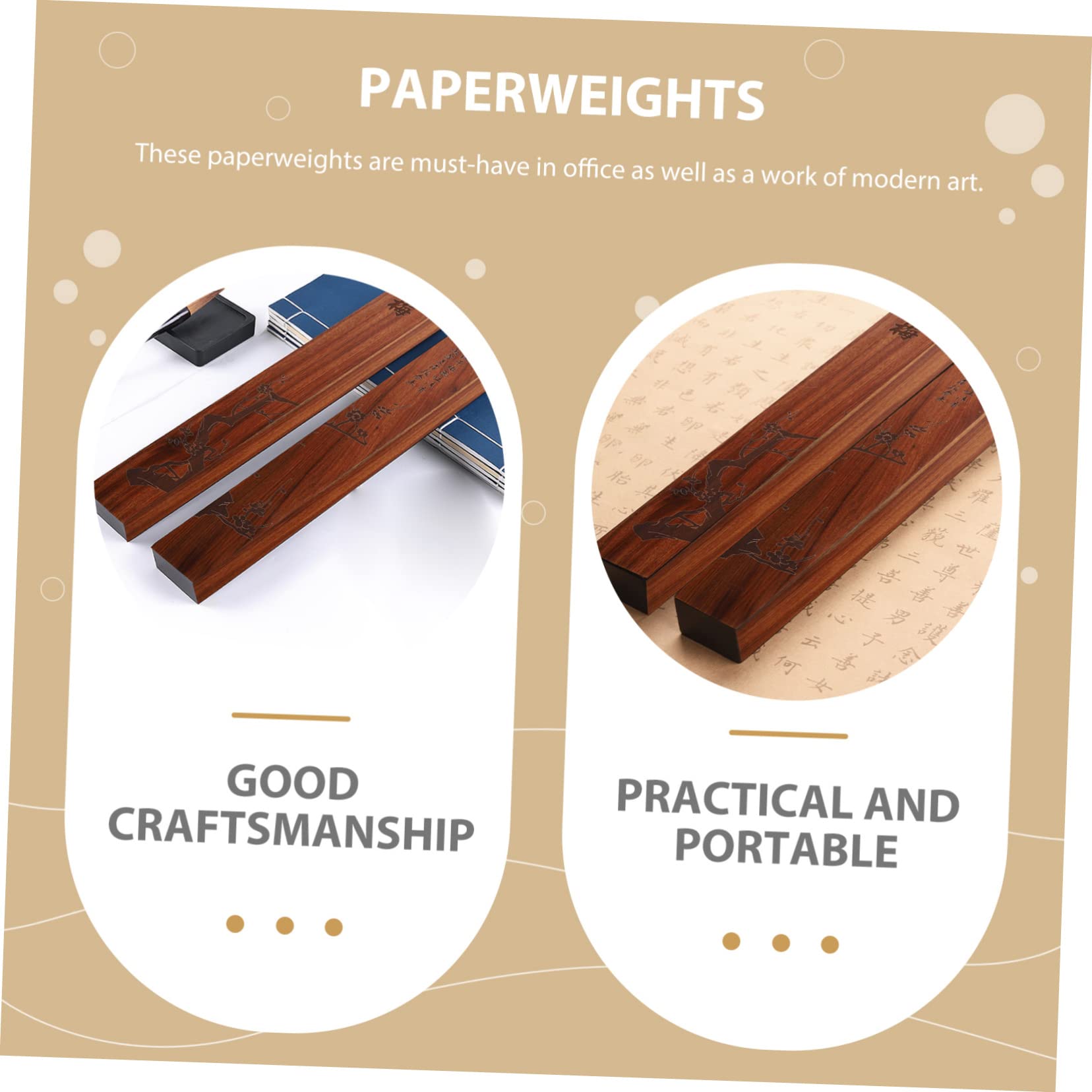 BESPORTBLE Fermacarte in Legno Con Design Unico Per Calligrafia 2 Pezzi Cancelleria in Legno Nero Per Ufficio