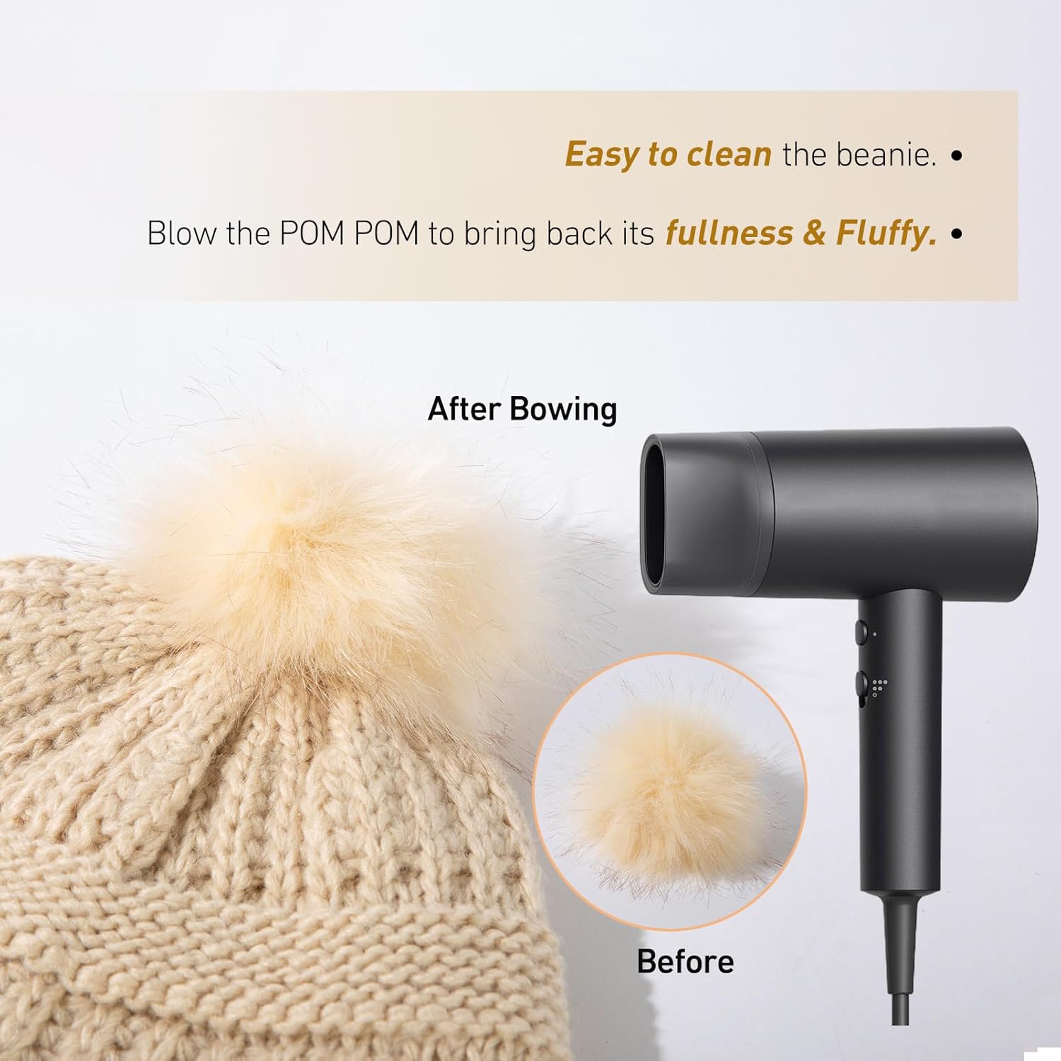 TOP-EX PolarWool™ Winter Slouchy Beanie for Women Icelandic Wool with Faux Fur Pom - Satin or Fleece Lined for Cold Weather - Image 4