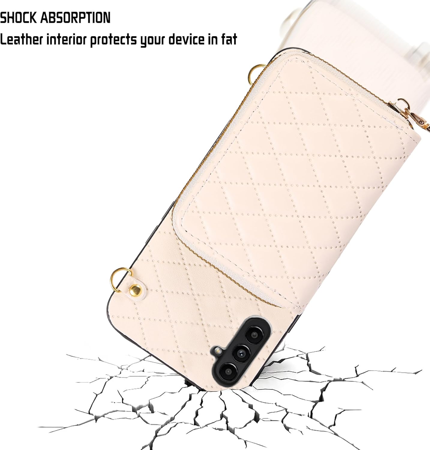 Compatible with Samsung Galaxy S25 Plus S25+ 5G Zipper Wallet Case with Shoulder Strap Flip Purse Card Holder Stand Phone Cover for S25Plus 25S + S 25 25+ S25Plus 25S 25+ White - Image 5