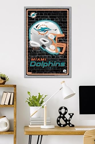 Miniatura 6 de Trends International NFL Miami Dolphins - Póster de pared con casco neón 23, 34 pulgadas de largo x 22.4 pulgadas, versión premium sin marco