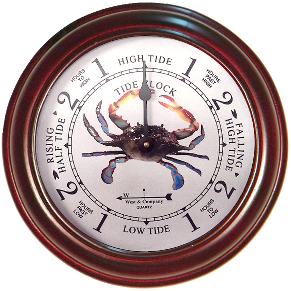 West & Company 6" Cherry Blue Crab Tide Clock