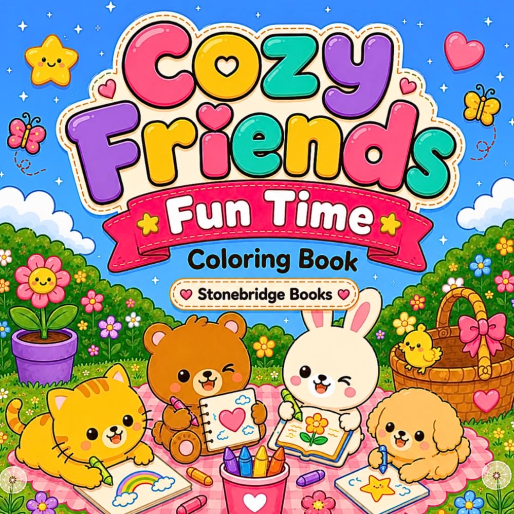 Cozy Friends Fun Time Coloring Book: Adorable Animal Coloring Adventures for Kids Ages 4–8
