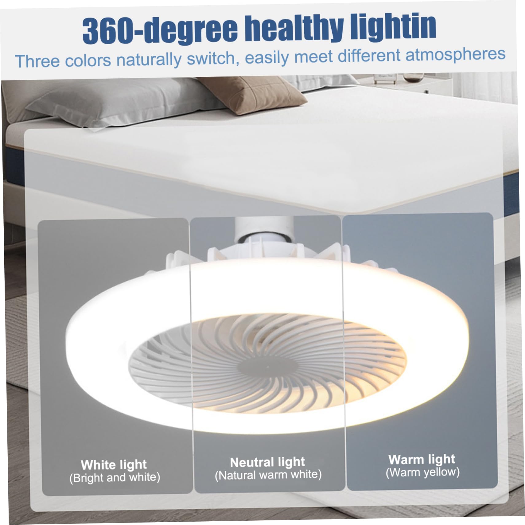 Ventilatore A Soffitto Con Luce LED E Telecomando - 3 Velocità, 3 Colori, Timer - Foto 10