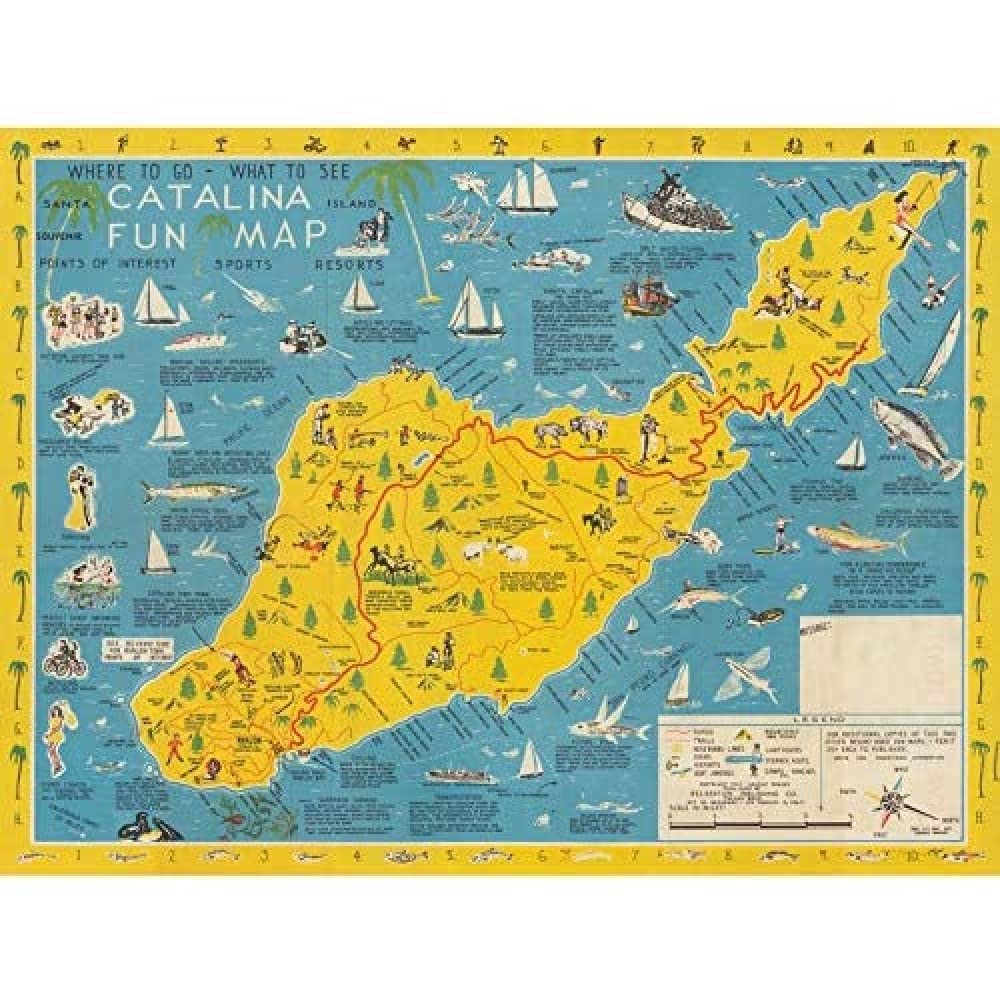 Artery8 Map Ramsey 1947 Santa Catalina Island Fun Unframed Wall Art Print Poster Home Decor Premium