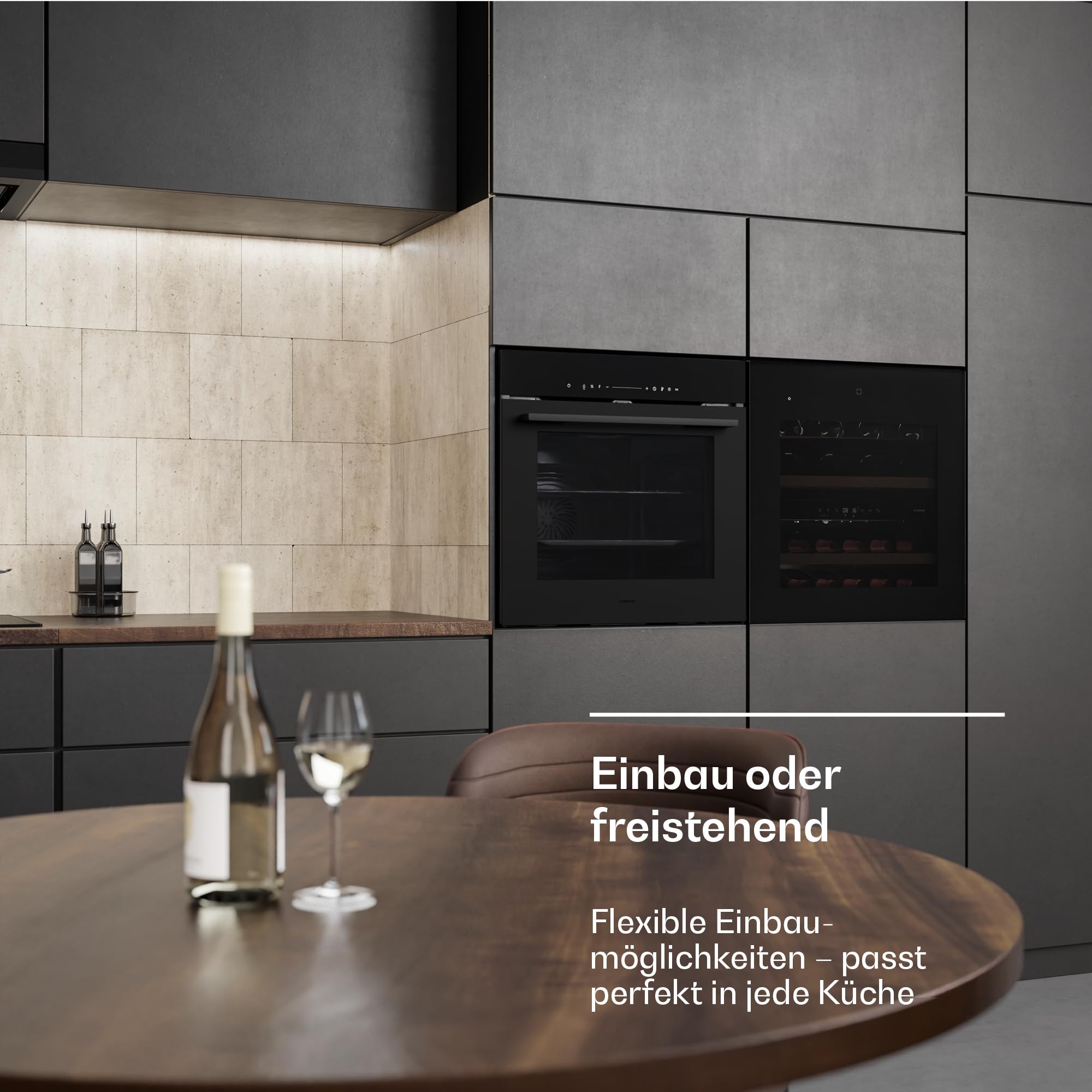 Klarstein Velaire Weinkühlschrank 2 Zonen - 36 Flaschen, Einbau, 5-22°C, Touch, LED, UV-Schutz, Holzregale, 41 dB, Weinklimaschrank 2 Zonen