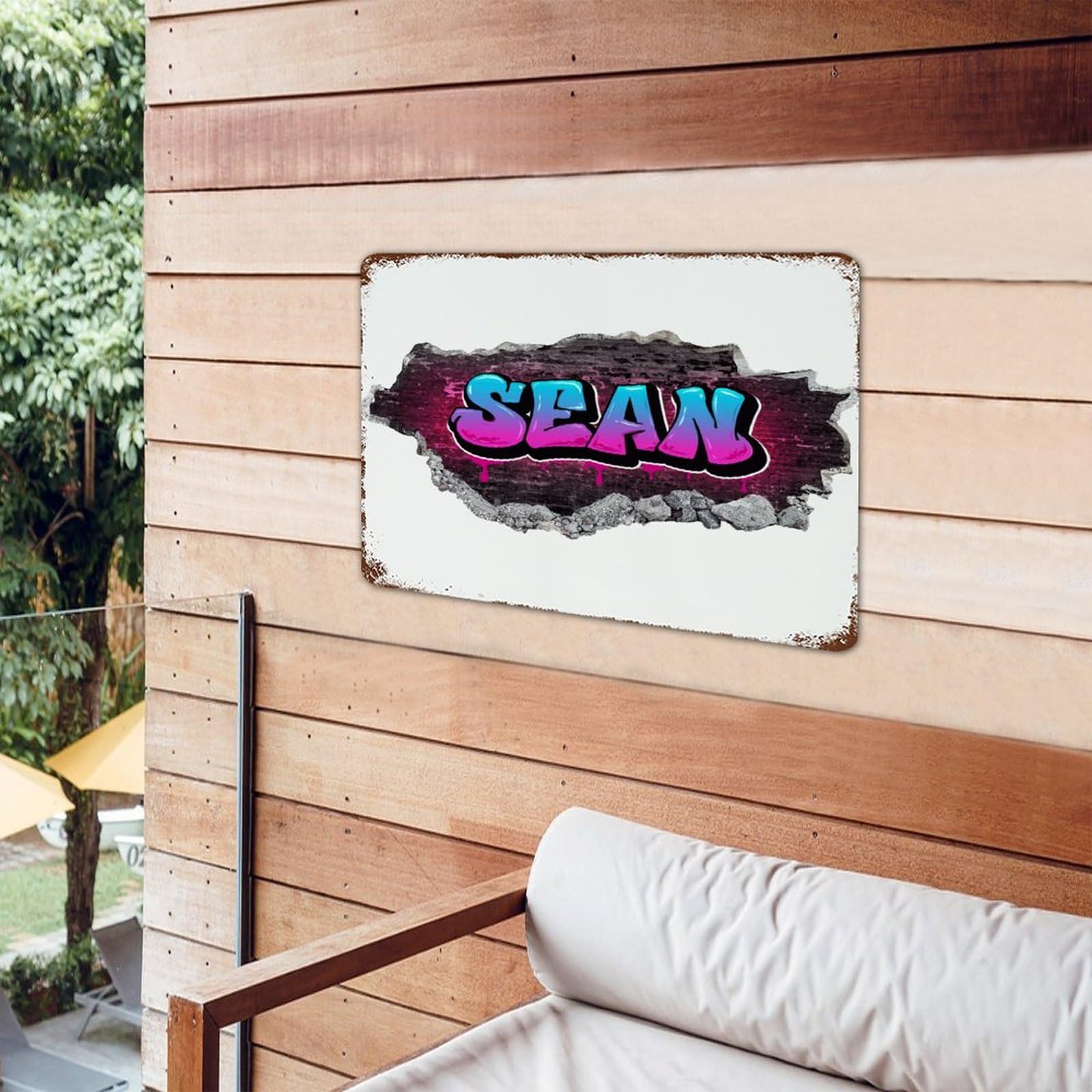 Letrero De Metal Rústico 3D Con Agujero Roto De Agujero Roto De 12