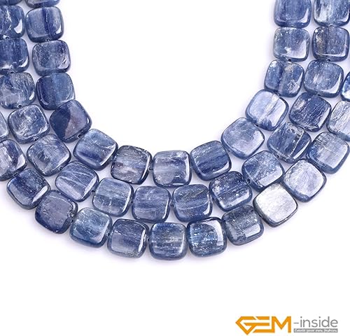 Miniatura 4 de GEM-insid - Cuentas sueltas de cianita azul cuadrada de 0.47 pulgadas (0.472 in), cuentas de energía natural para hacer joyas, 15 pulgadas