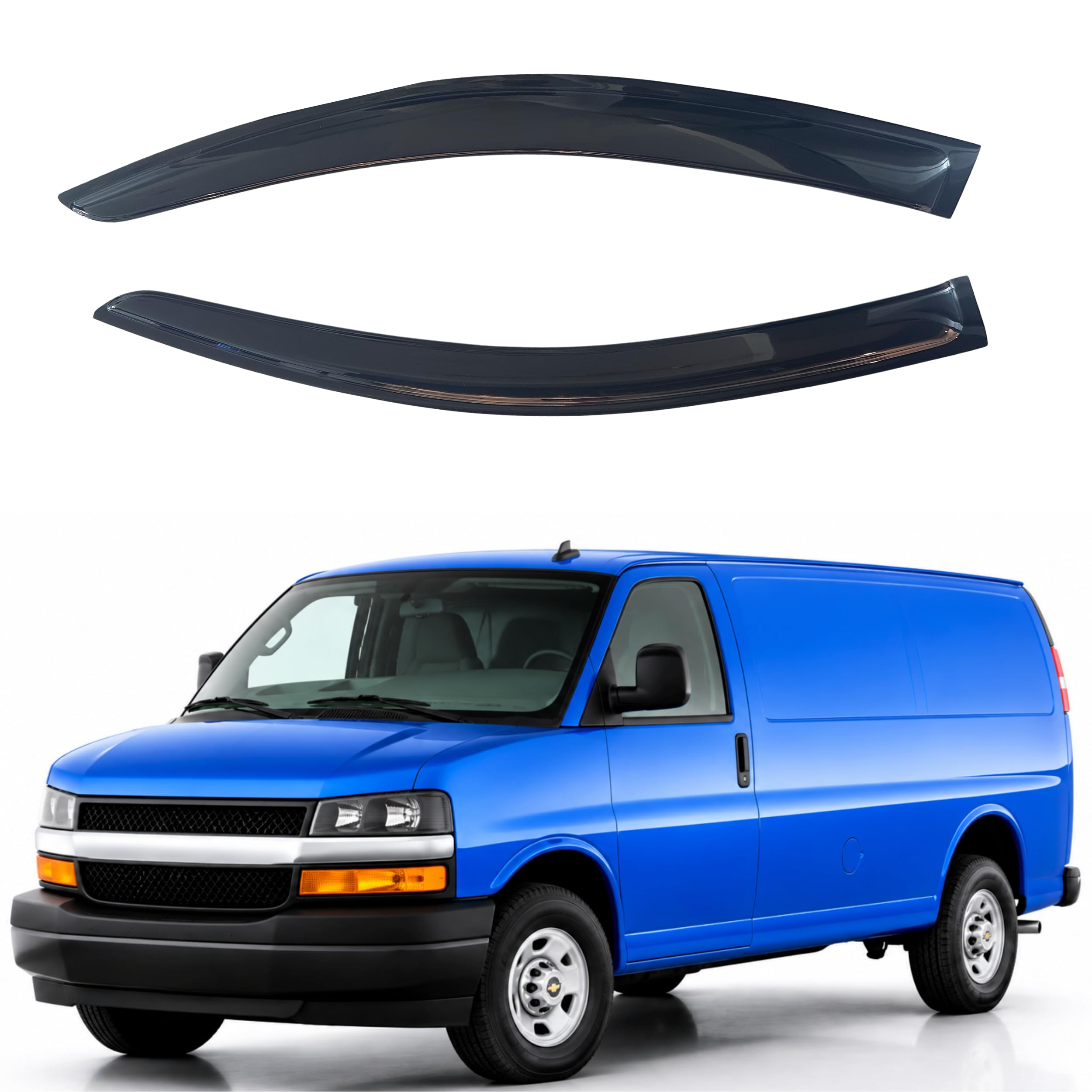 IG Window Visors Fit for 1996-2026 Chevrolet/Chevy Express Van, Out-Channel Rain Guards Vent Wind Deflectors 2PC, Truck Accessories for 1996-2026 GMC Savana