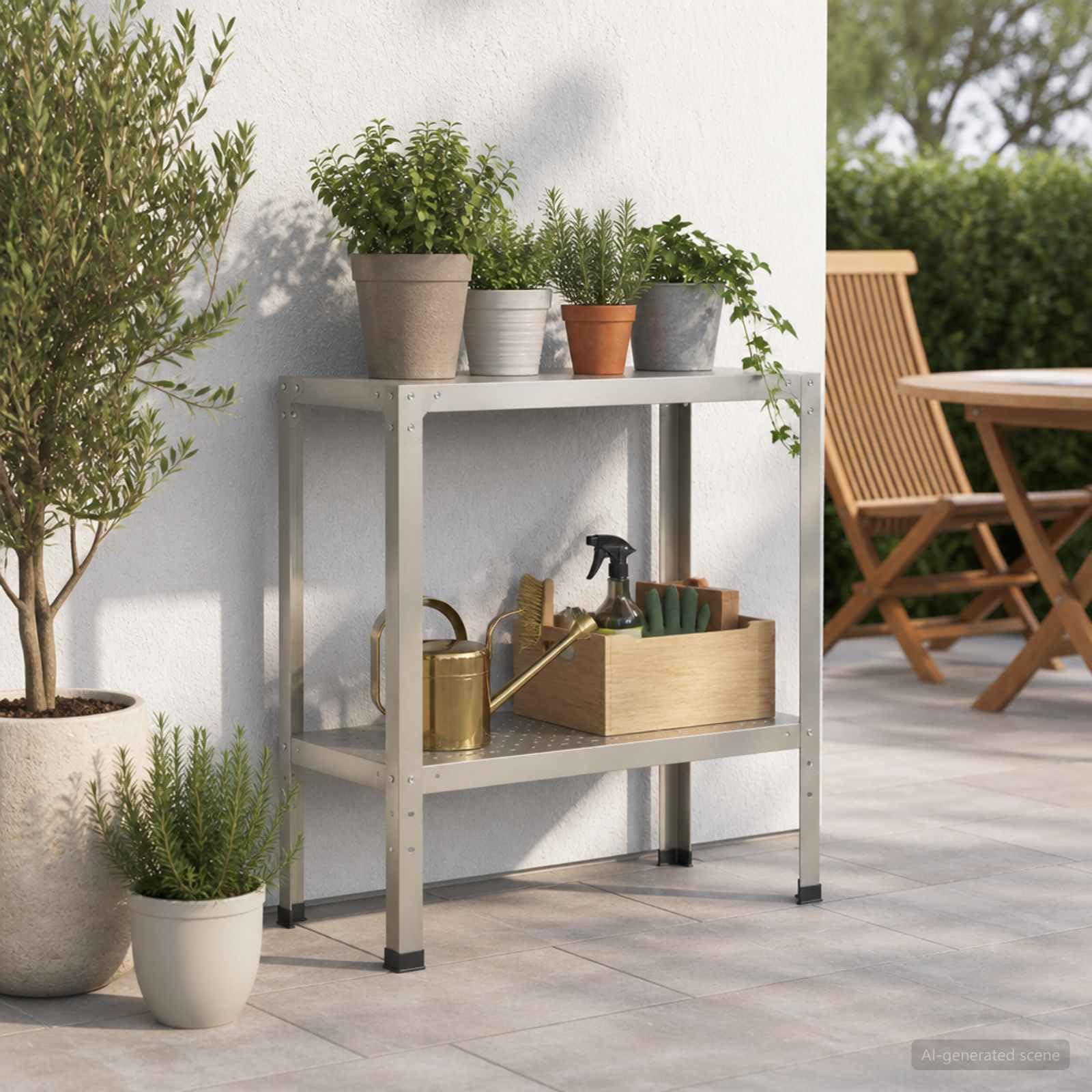 vidaXL Tavolo da rinvaso 80 x 40 x 80 cm Acciaio Inox Argento