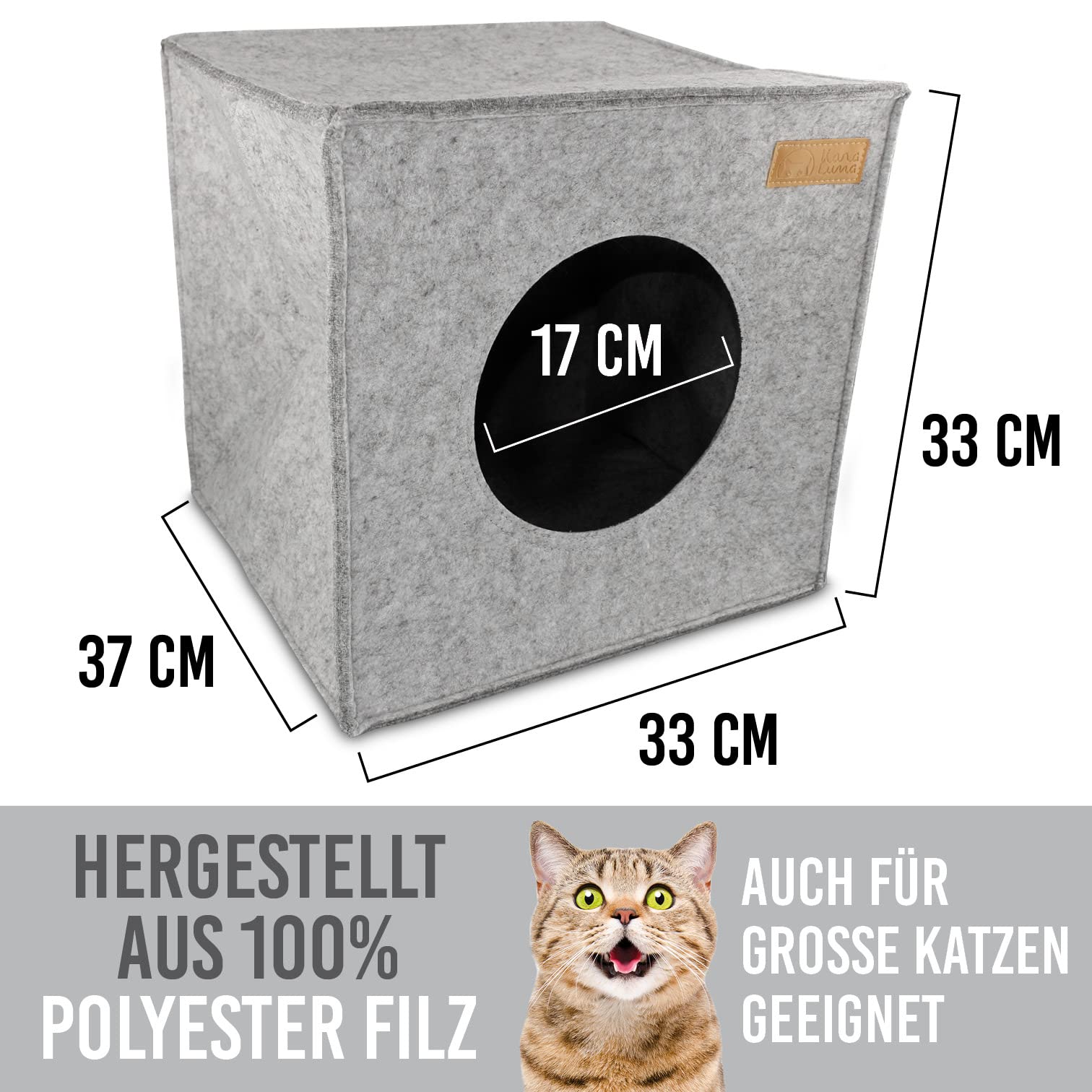 Katzenhöhle Filz fürs Regal z.B. IKEA Kallax oder Expedit I Kuschelhöhle Regal I Katzenhöhle für 2 Katzen oder große Katzen I Katzen Schlafplatz Katzenkorb Filz (Hellgrau)