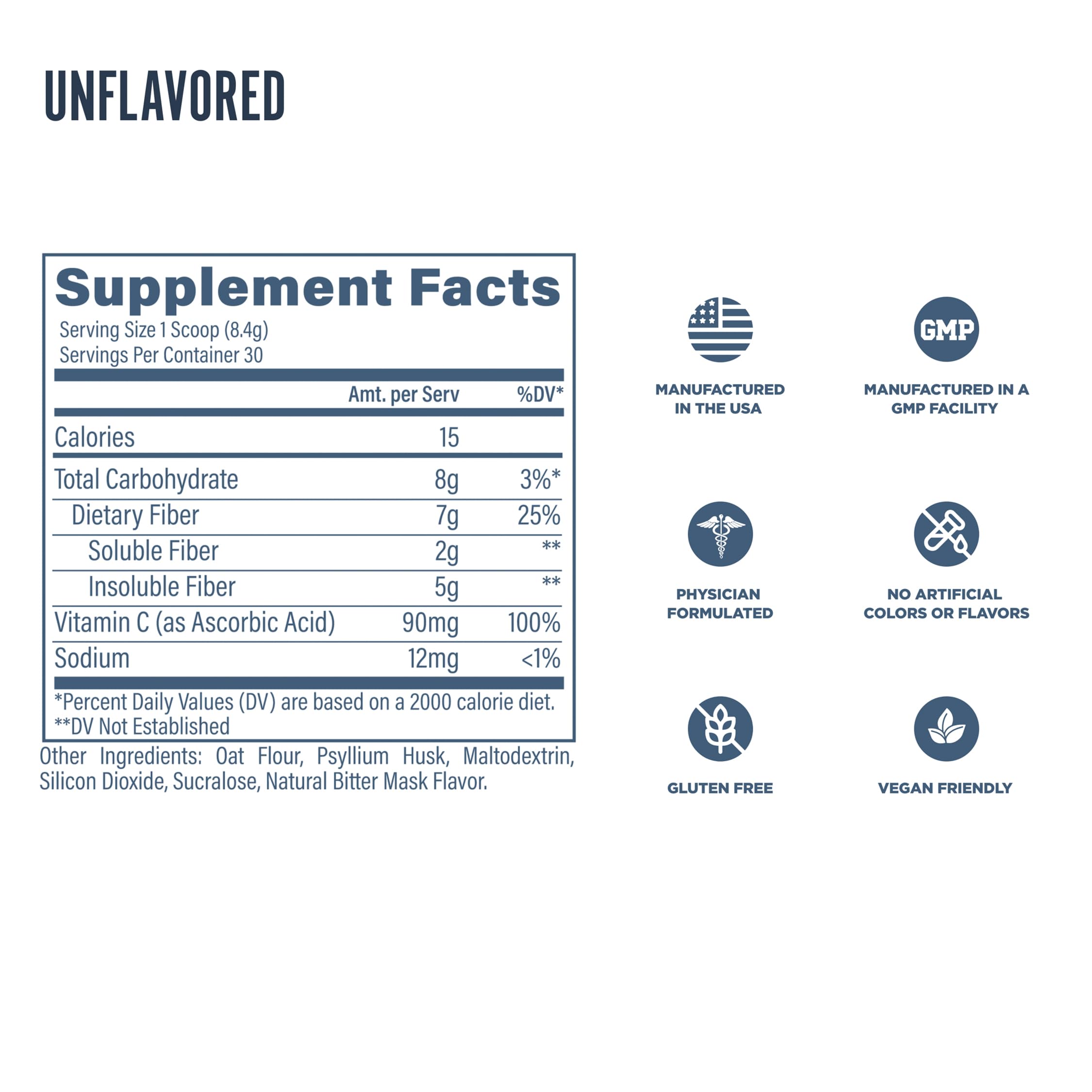 Revive MD Fiber - Digestive Health, Fiber, Psyllium Husk, Oat Flour - 30 Servings (Unflavored)