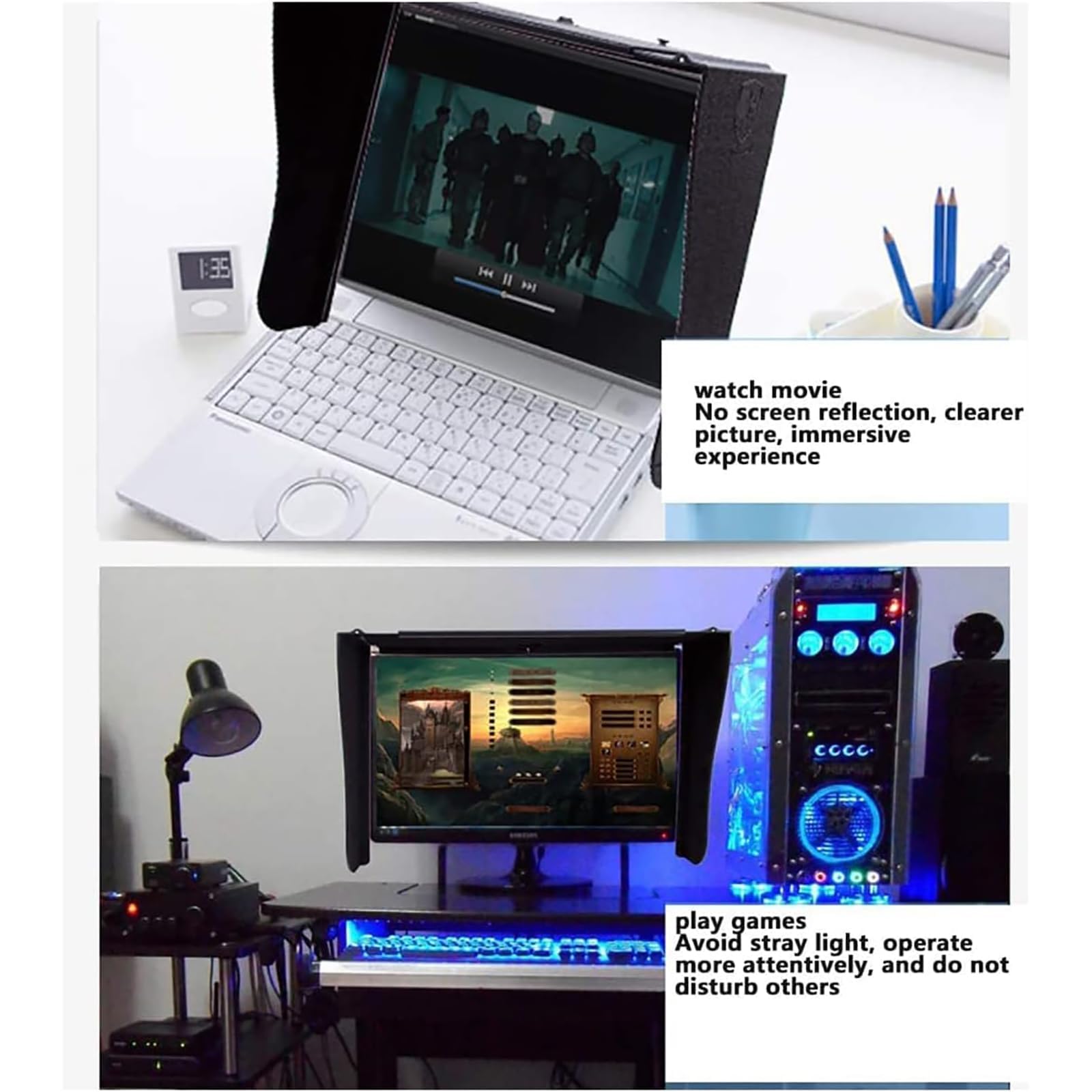 Parasole per computer portatile, pieghevole, antiriflesso, per privacy e protezione, si adatta alla maggior parte dei computer portatili da 17" a 27"