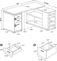 Vista 3 de Coaster Home Furnishings Yvette 801516 - Escritorio de oficina de madera flotante gris en forma de L