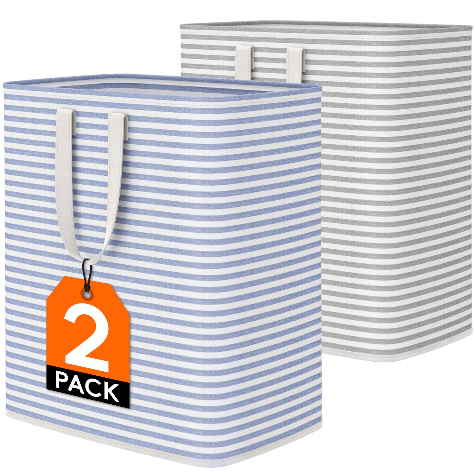 Lifewit 100L Large Laundry Baskets, Laundry Hampers Bags, 2 Pack, Grey&amp;Blue