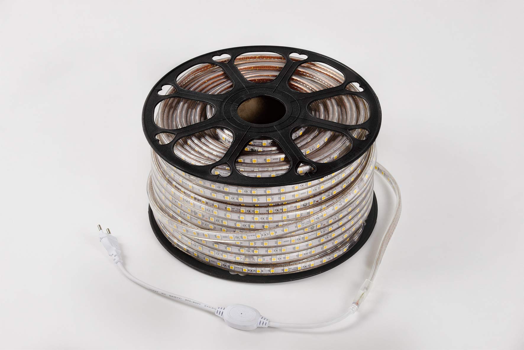 DeFacto - Tira flexible de luces LED RGB (50 m, 5050 con 24 botones, 60 ledes/m, con mando a distancia, IP65)