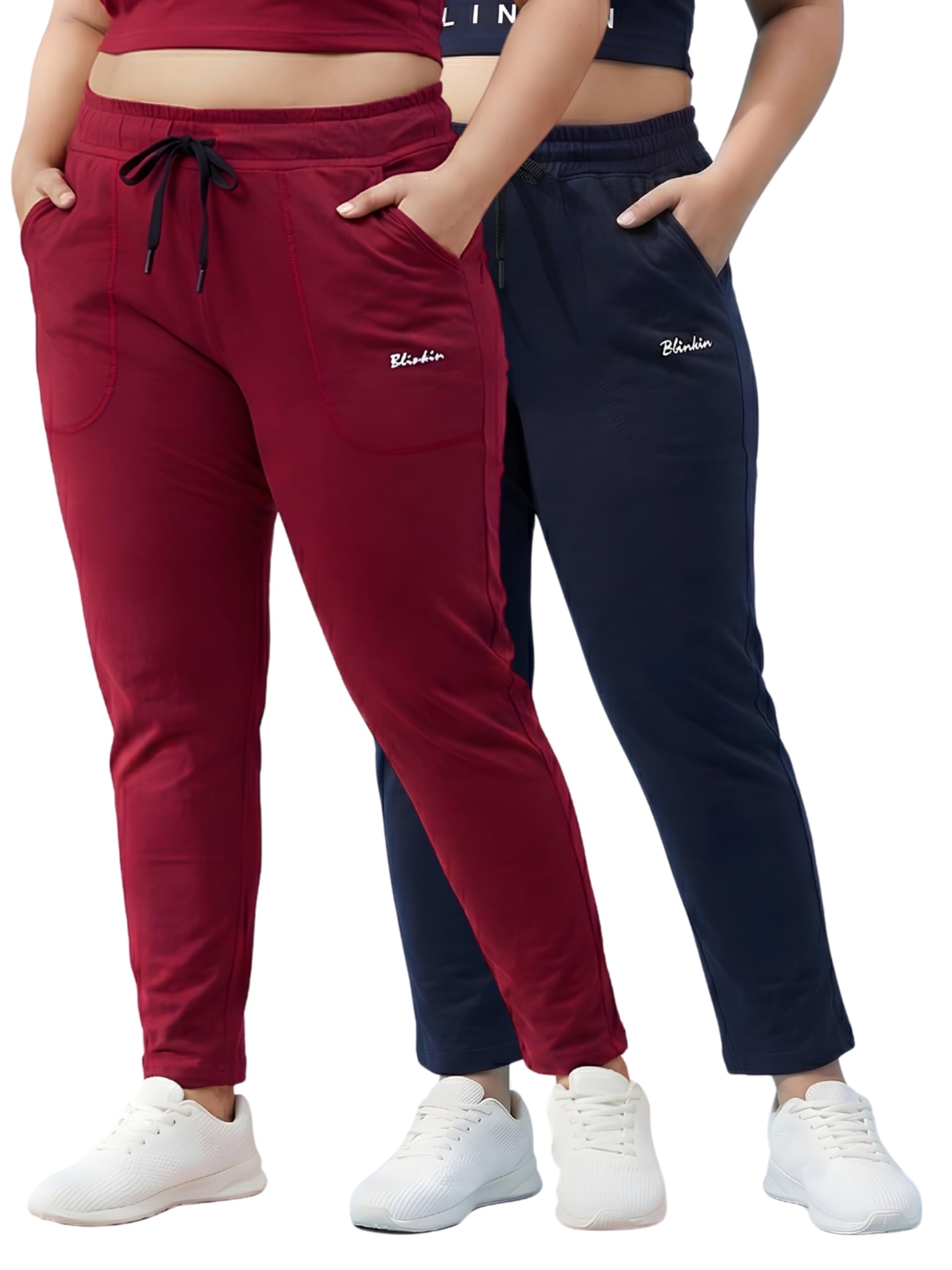 BLINKIN Ankle Length Plus Size Cotton Track Pant for Woman | Ultimate Summer Lowers & Pajama for Women Pack of 2 (combo-plus-86)
