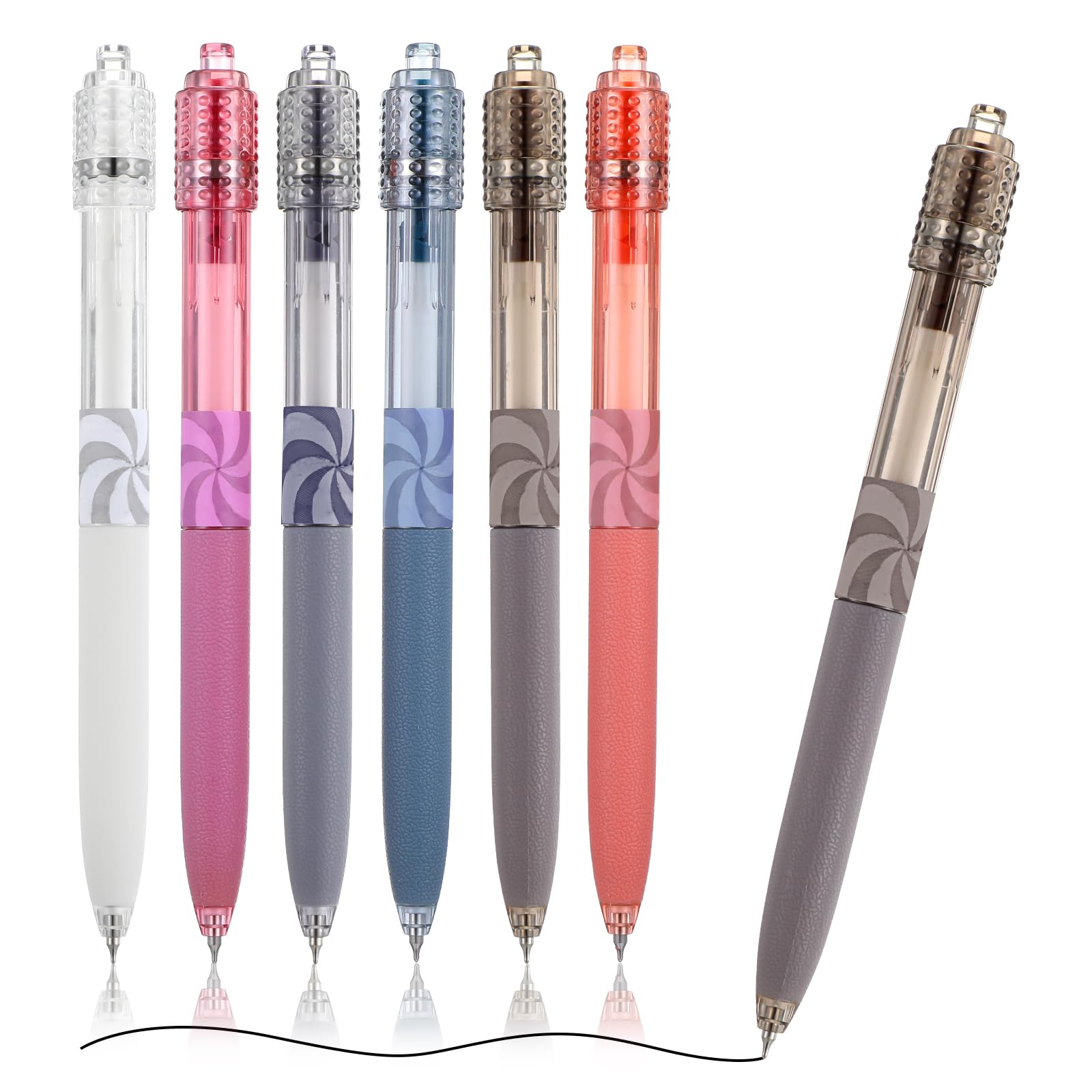 KFHENSOMR 6Pcs Fidget Pen Fidget Gel Pens for Adults 0.5mm Stress Relief Spinner Pen Quick Dry Retractable Gel Pens Smooth Writing for Journaling Office School Supplies