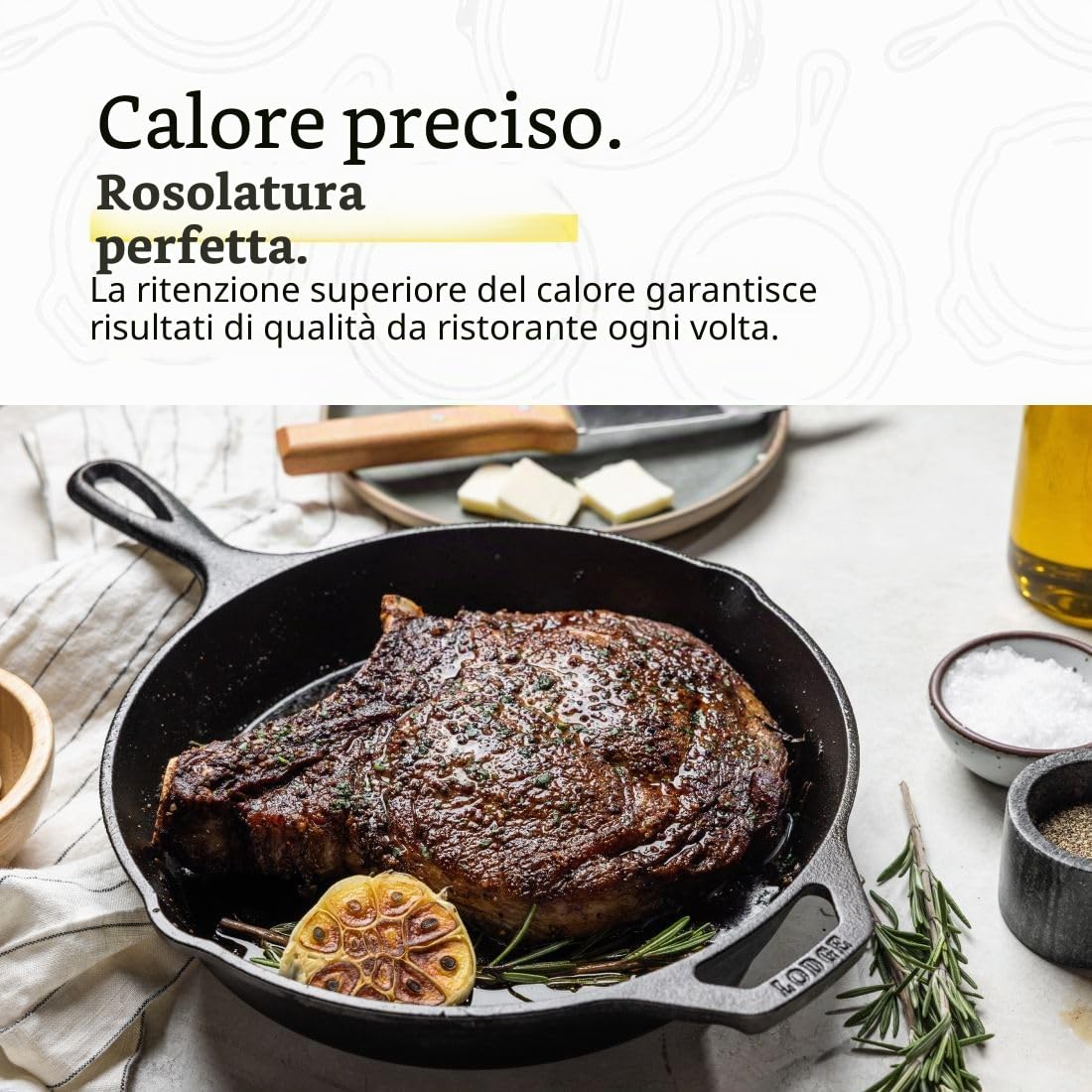 LODGE Set di padelle in ghisa pre-stagionate, 3 pezzi, include padelle da 20,3 cm, 25,7 cm e 30,5 cm