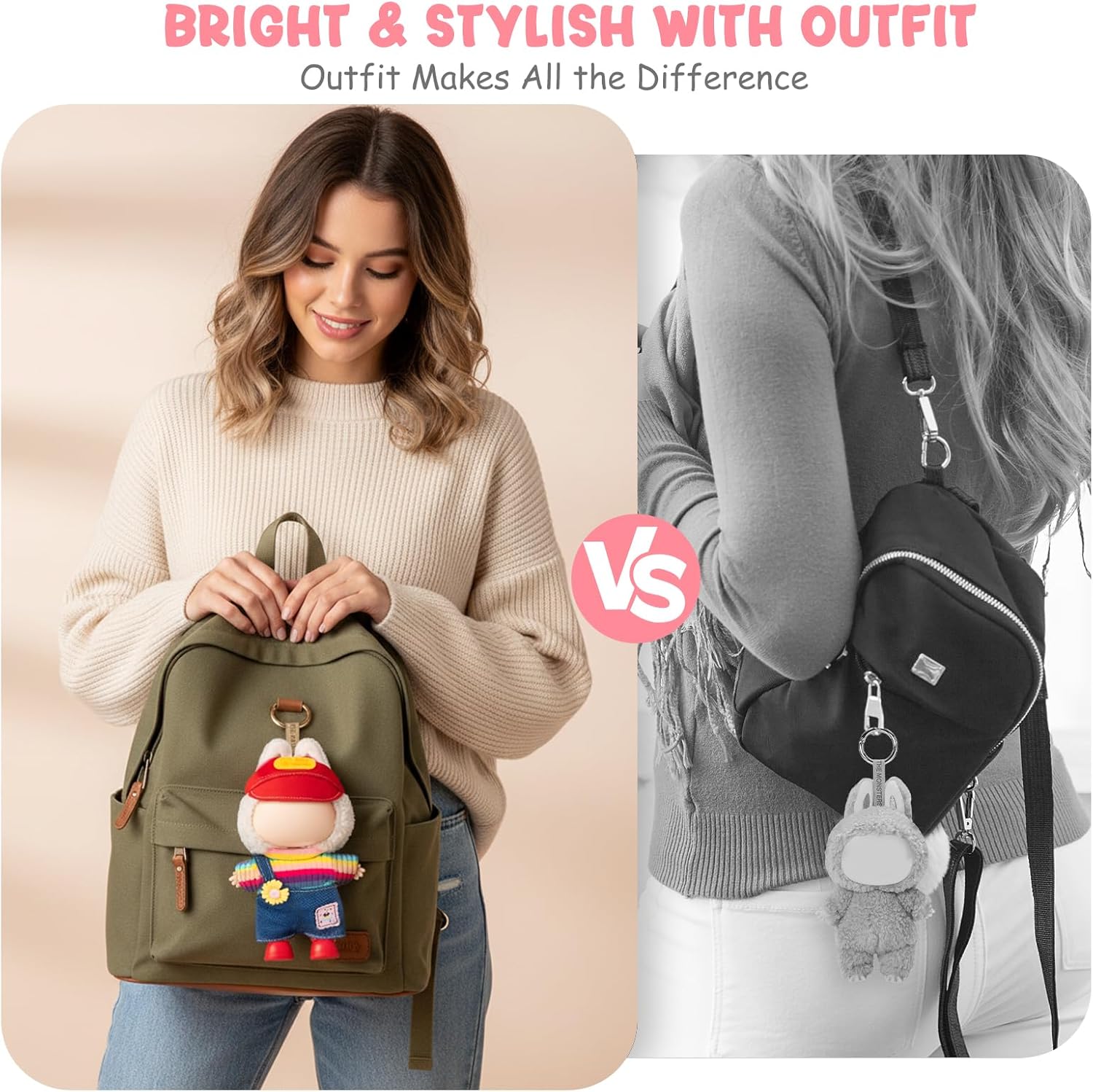Clothes for Labubu 17cm Doll Clothes & Accessories - 4-Piece Outfit for Doll Clothing (No Doll) , Rainbow Shirt and One-Shoulder Overalls with Mini Shoes and Hat