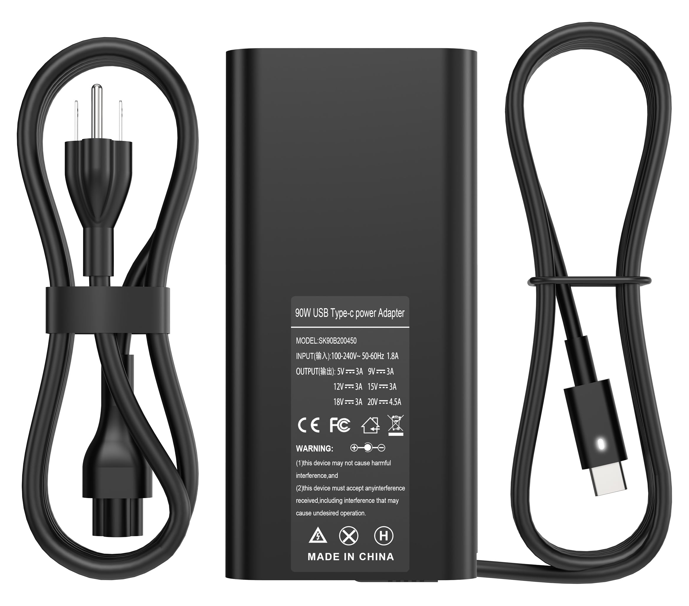 New Slim 90W USB C Laptop Charger Compatible with Dell XPS 15 9500 17 9700 Latitude 3000 5000 7000 9000 Series Precision 5470 5550 5750 3540 3570 LA90PM170 DA90PM170 Type C AC Adapter Power Cord