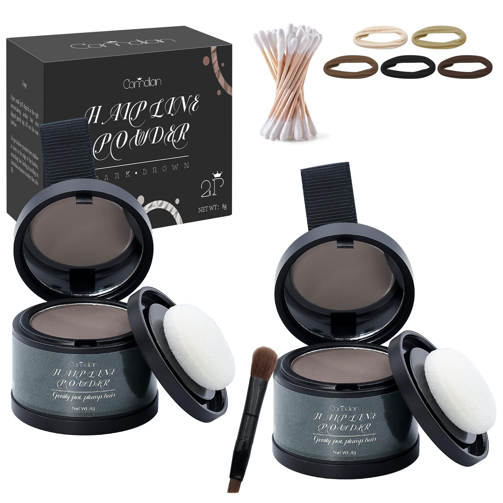 2 Pack Hairline Powder for Women and Men, Used to Root Touch Up Hair Color, Thinning and Gray Hair Coverage and Bald Spots Coverage, Dark Brown