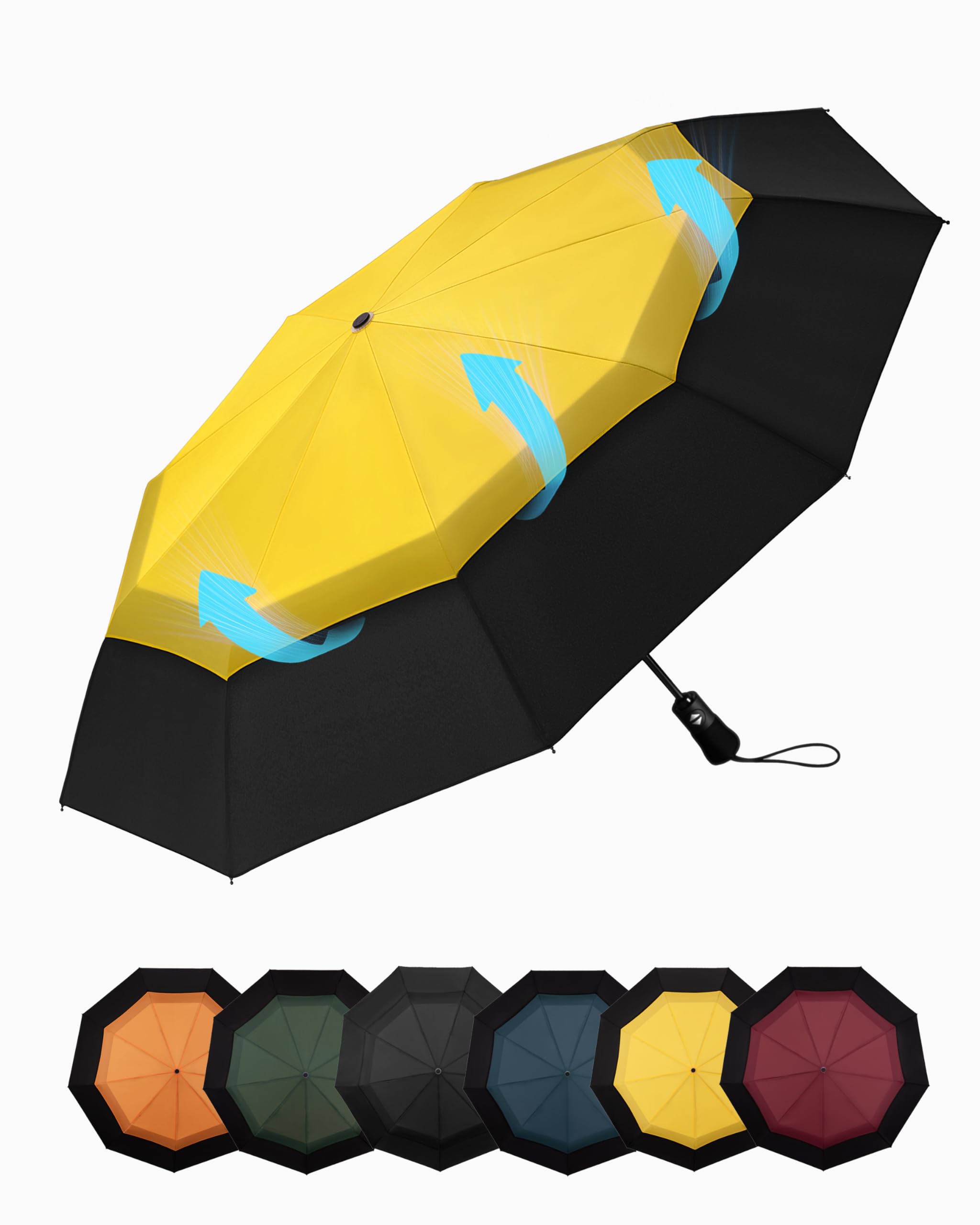 Chakipee Travel Compact Umbrella Windproof - Portable Automatic for Rain, Folding Umbrella for Men and Women, Portable 210T Fabric