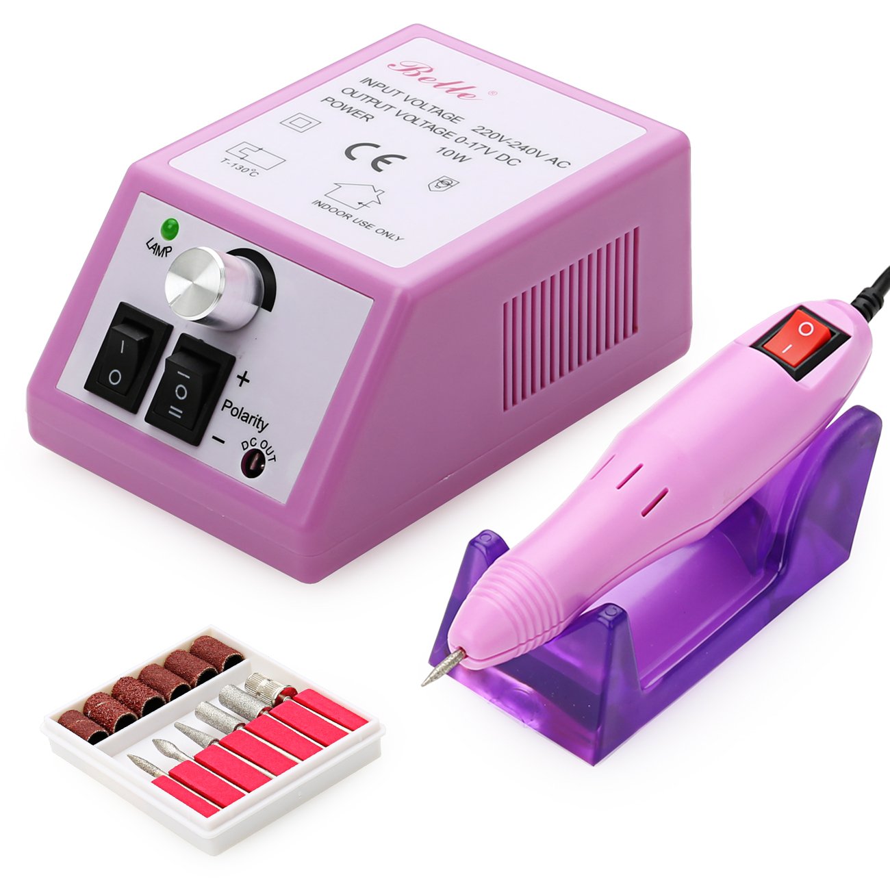Belle 20000RPM Electric Nail Drill Manicure Pedicure Efile Nail Drill for Acrylic Gel Nails, Pink