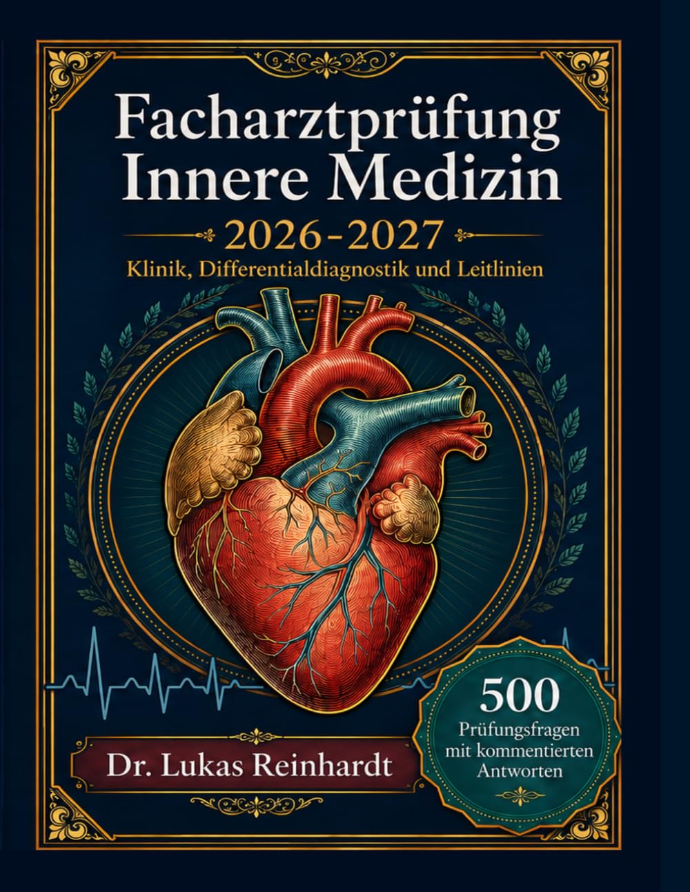 Facharztprüfung Innere Medizin 2026-2027: Klinik, Differentialdiagnostik und Leitlinien — 500 Prüfungsfragen mit kommentierten Antworten