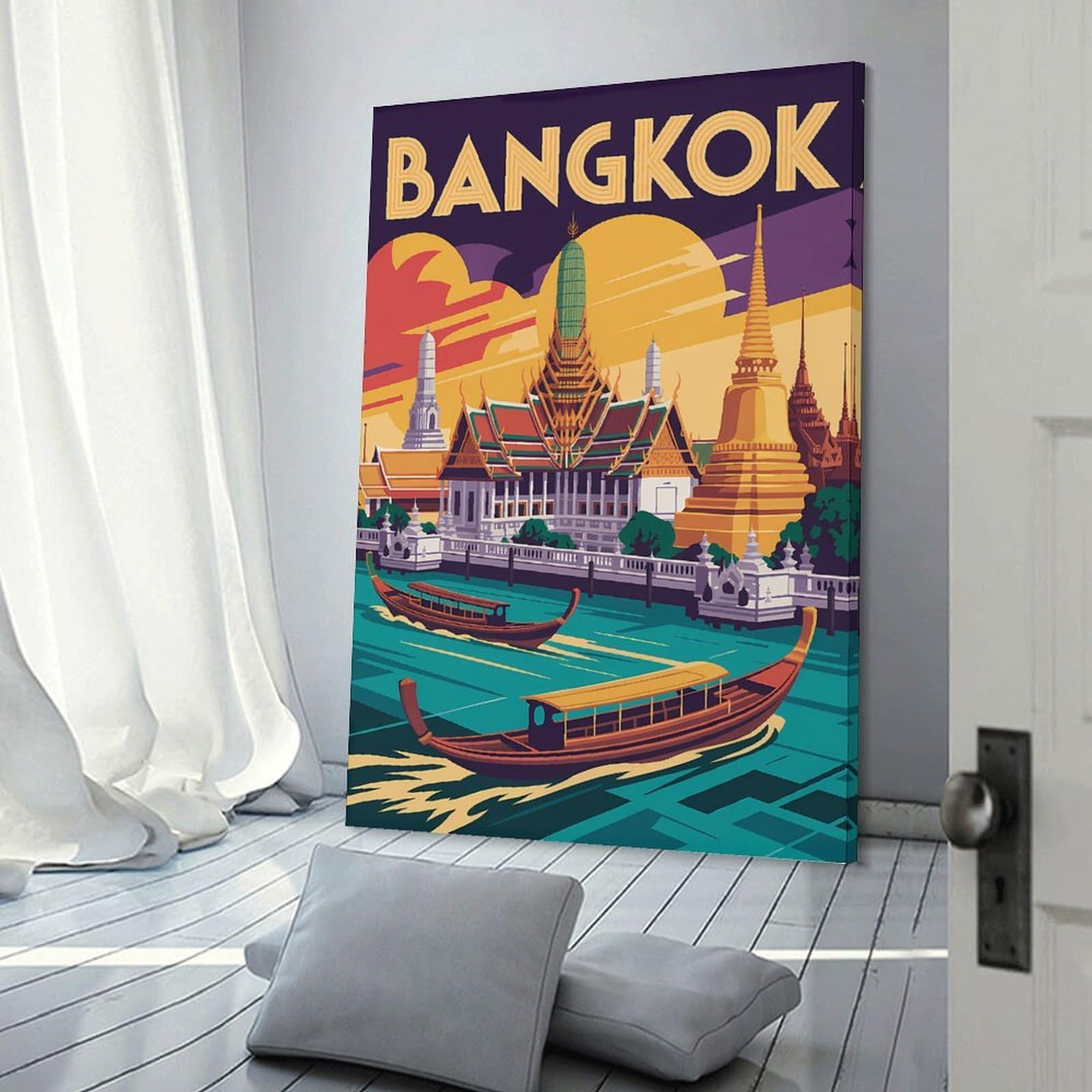 Junmoney Decorative Canvas Print Bangkok Travel (3), 24x36inch(60x90cm), for Entrance Spaces, Stair Walls Or Halls, A Neat Decor Update for Hallways