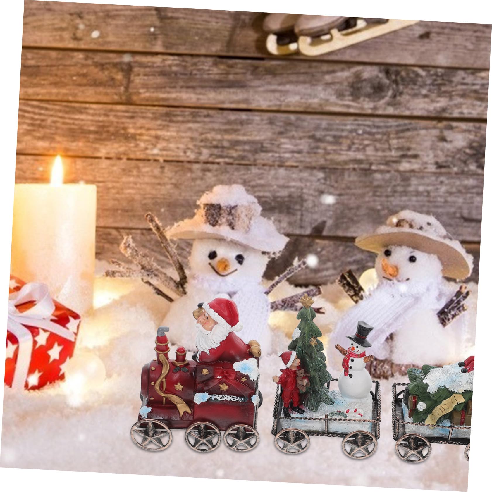 3 Piezas Decoraciones Navideñas Tren De Escritorio De Resina Juego De Decoración De Mesa Adorno De Tren Decoración Festiva De Escritorio para Fiestas Navideñas