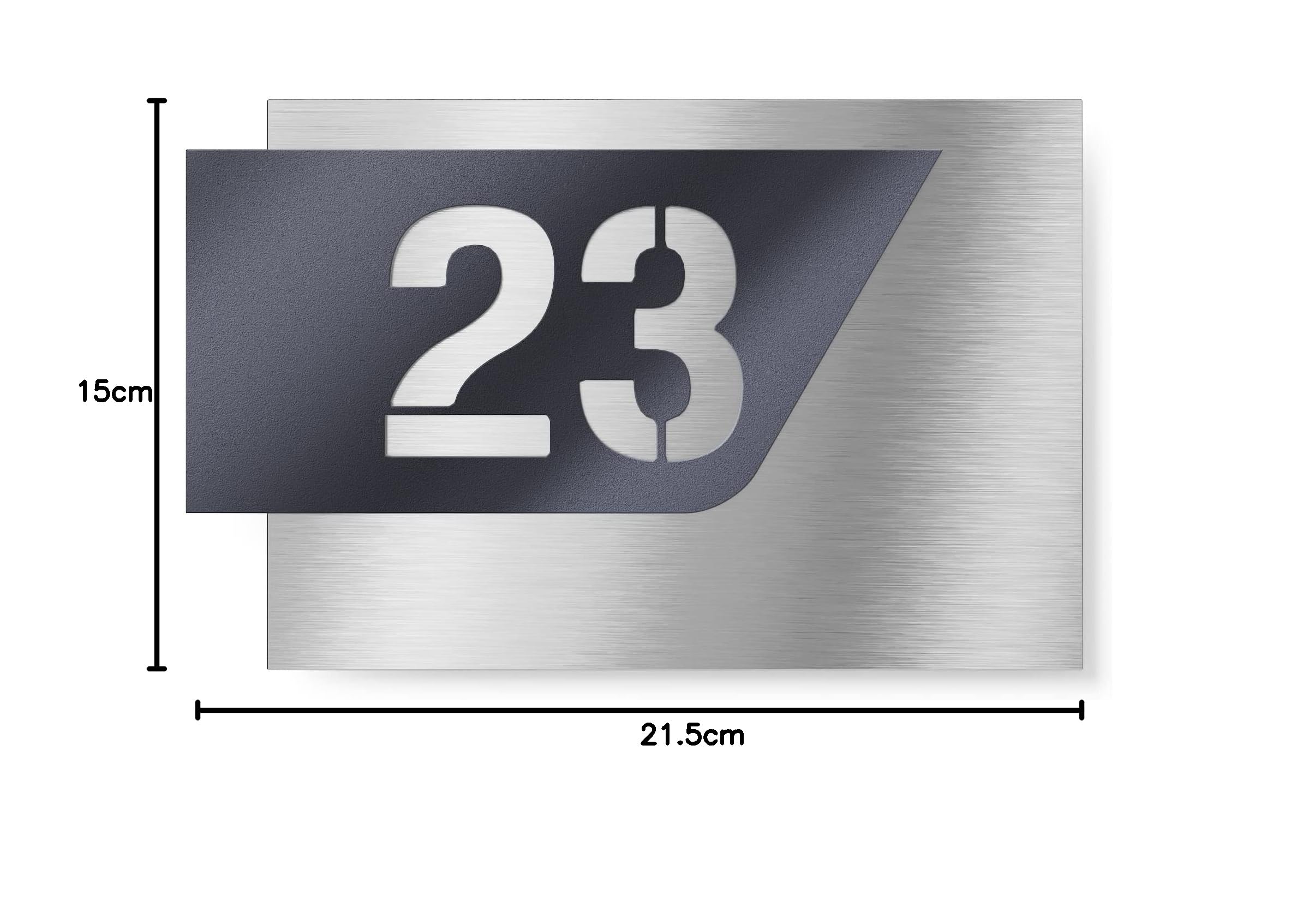 targhetta civico per esterni – 215x150 mm, finitura antracite RAL 7016, inox V2A (AISI 304), personalizzabile