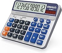 Pendancy OS-6815 Desktop Calculator: 5-Inch Large LCD, 12-Digit Display, Giant Buttons, Solar & Battery Powered for Office & Home